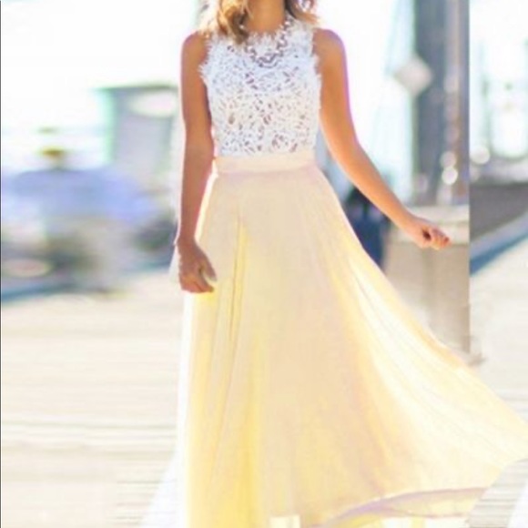 Novashe Dresses & Skirts - NOVASHE Yellow and White Sun Dress
